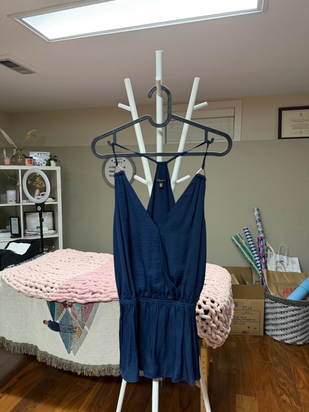 Dynamite Deep Navy V-Neck Blouse